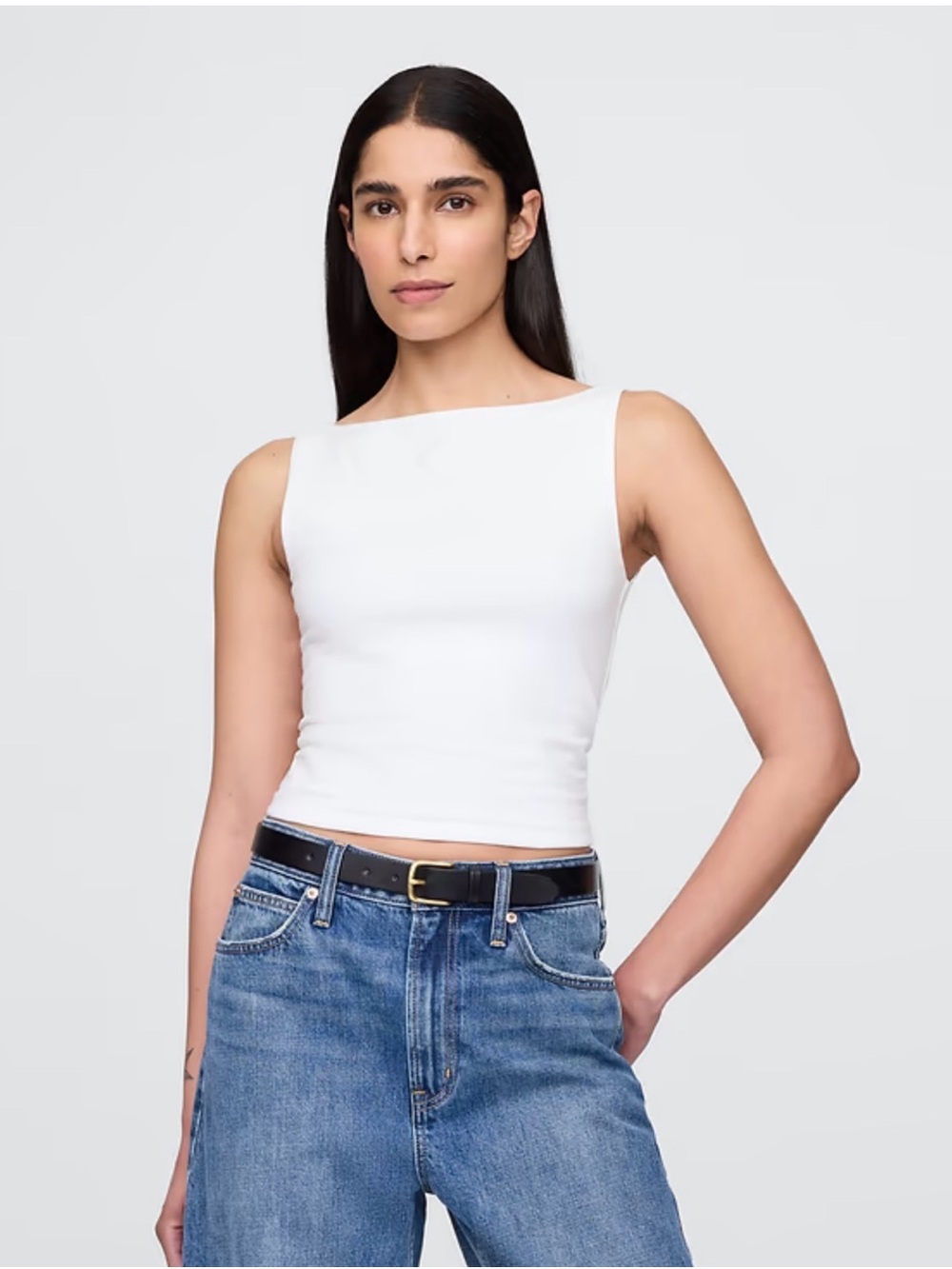 GAP CloseKnit Jersey Boatneck Crop Tank Top